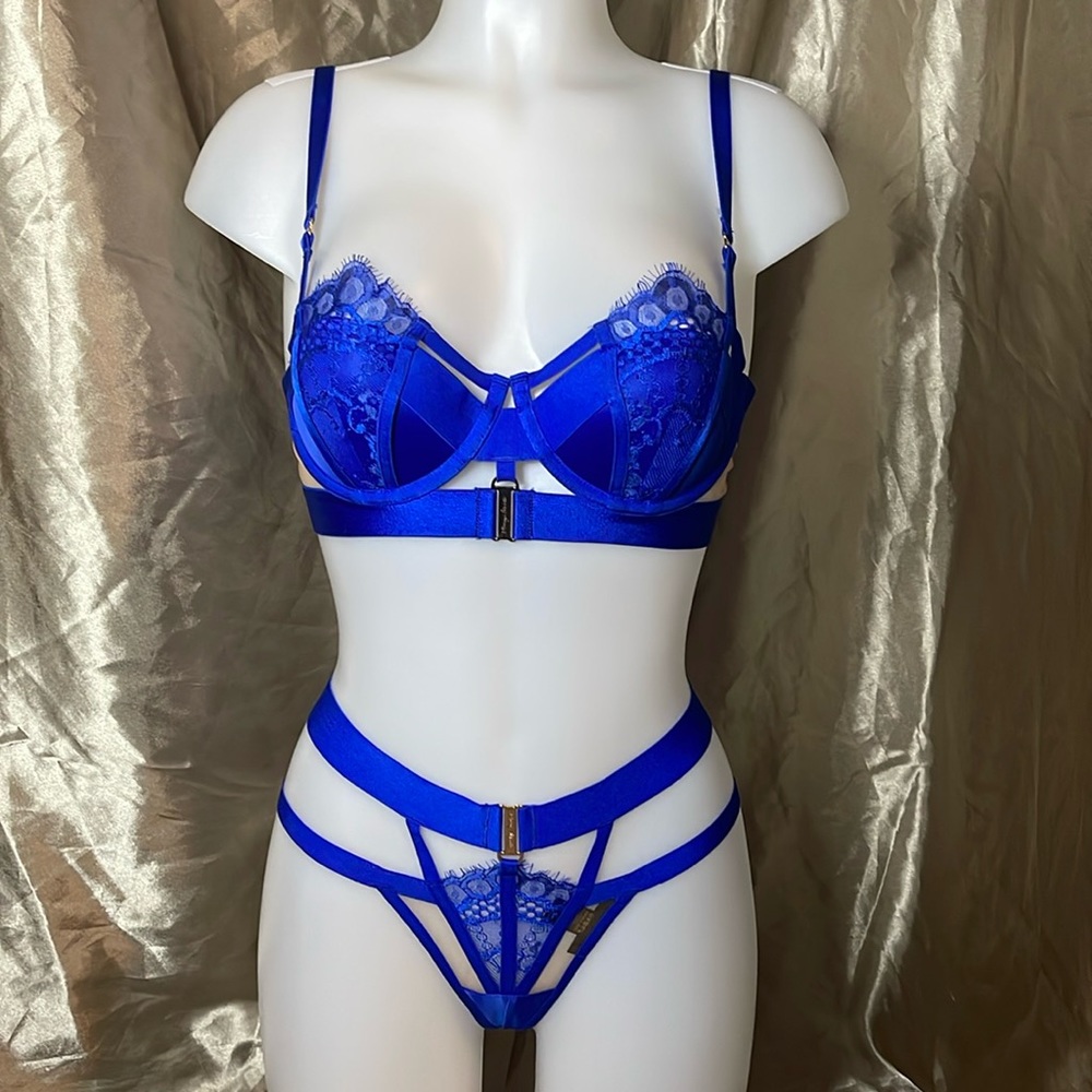Honey Birdette Electric Blue Morgan 3 PC Set - Picture 1 of 16